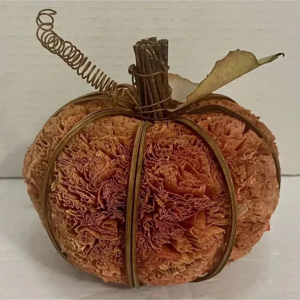 Fall Pumpkin Natural Materials‎ Halloween Harvest Decor Orange 5” x 5”